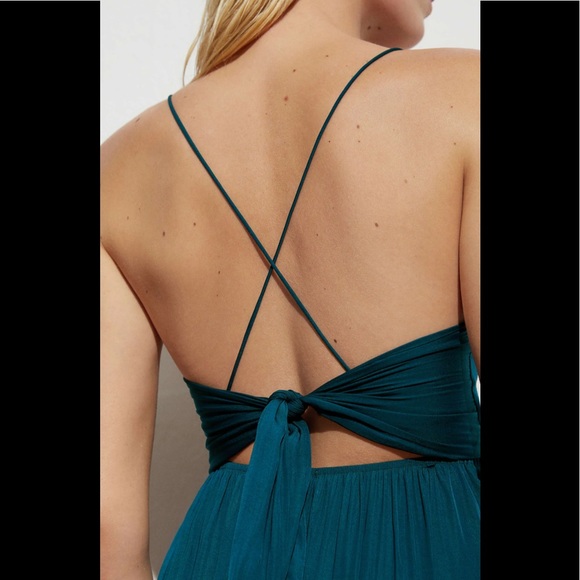 Oysho Satin Dress Evergreen - Picture 3 of 7